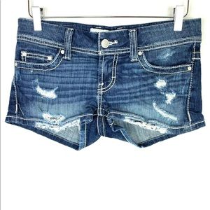 BKE STELLA Low Rise Distressed Shorts Size 27
